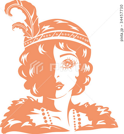Girl Stencil Flapper Illustration Girl Stencil Flapper Illustration 34457730