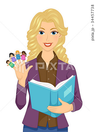 Girl Teacher Storybook Finger Puppets Illustration Girl Teacher Storybook Finger Puppets Illustration 34457738