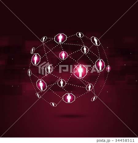 Network CoConnections Red Background Network CoConnections Red Background 34458511