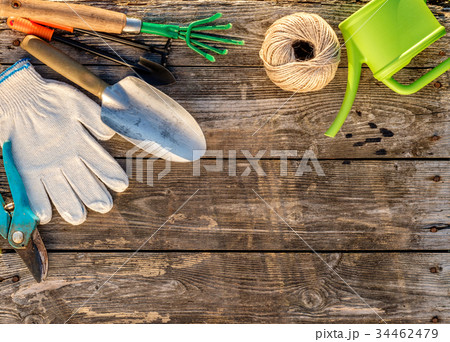 Gardening tools and watering can  34462479