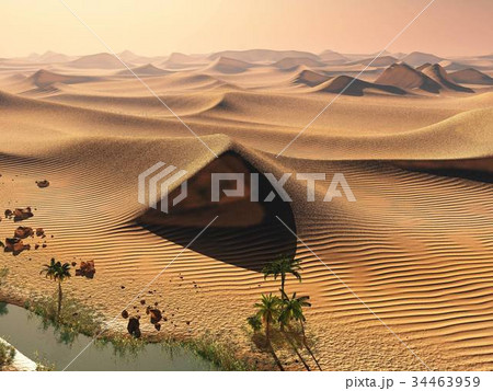 Breathtaking sunrise on the Sahara desert 3d Breathtaking sunrise on the Sahara desert 3d 34463959