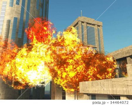 bomb blast in the city 3D rendering 34464072
