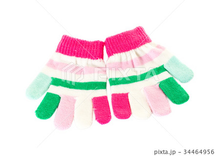 Pink and green wool mittens. Pink and green wool mittens. 34464956