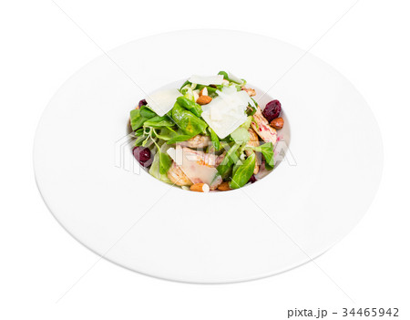 Warm grilled chicken salad with parmesan. 34465942
