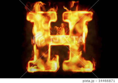 Fire letter H of burning flame light, 3D rendering Fire letter H of burning flame light, 3D rendering 34466871