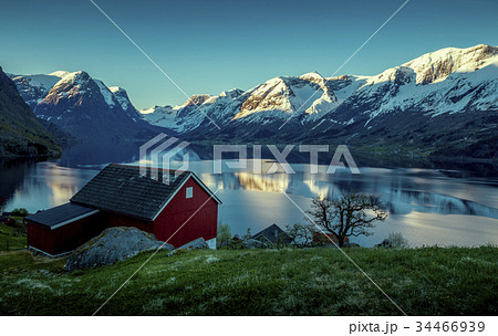 Norwegian fjord landscape in springtime Norwegian fjord landscape in springtime 34466939