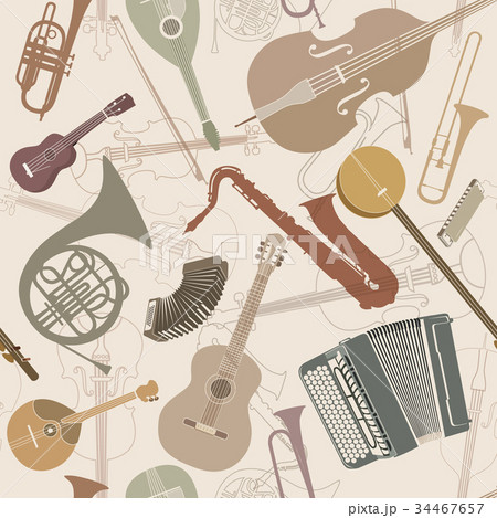 Music Background. Musical instrument tiled pattern 34467657