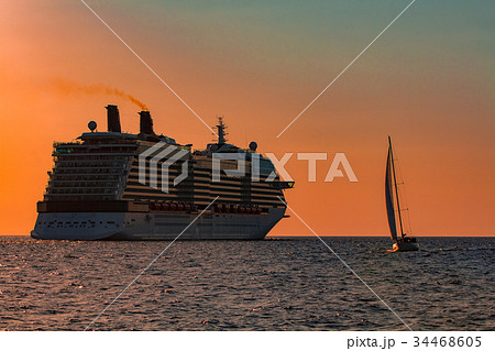 Giant cruise ship at sunset 34468605