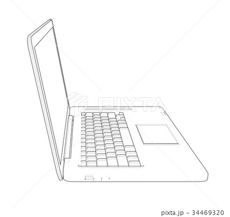 Laptop sketch. Vector 34469320