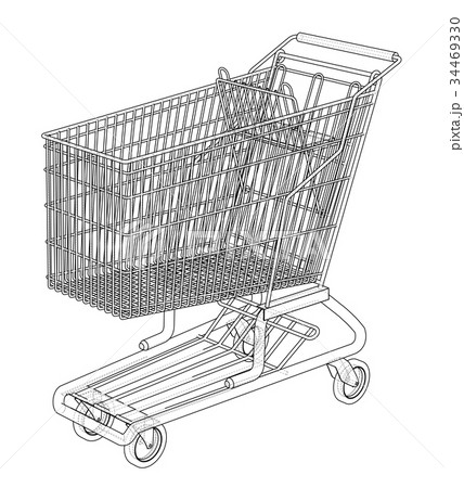 Sketch shopping trolley. Vector 34469330