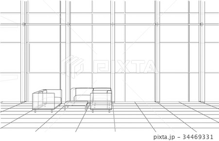 Office interior sketch. Vector 34469331