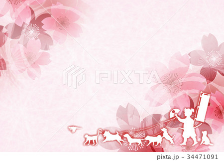 戌　年賀状　桜　背景  34471091