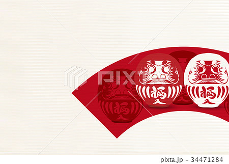 だるま　年賀状　和紙　背景  34471284