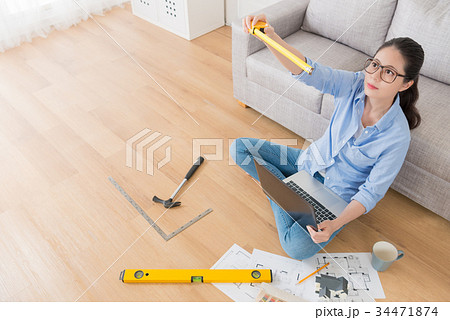 professional girl designer working with computer 34471874