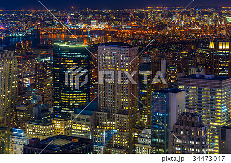 トップ・オブ・ザ・ロック（ロックフェラーセンター展望台）から見えるダウンタウンの夜景９ 34473047