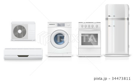 Set icons of household appliances on a white 34473811