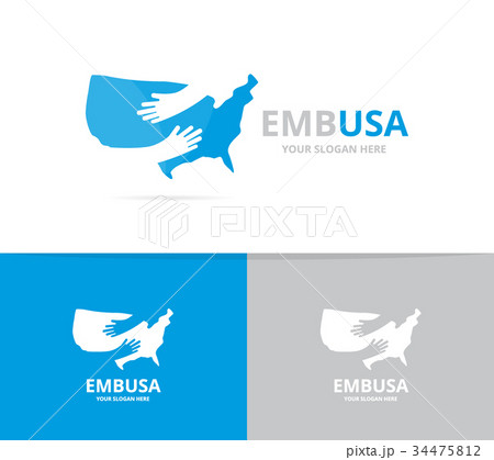 Vector of usa and hands logo combination. America Vector of usa and hands logo combination. America 34475812