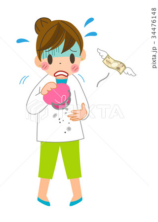 お金に困る女性のイラスト素材