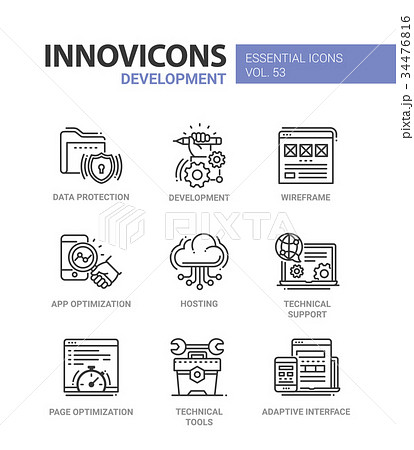 Web Page Development - modern vector line icons 34476816
