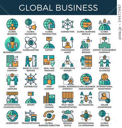 Global business concept icons 34477997