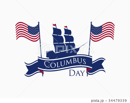 Happy Columbus Day, discoverer of America, ribbon 34479339