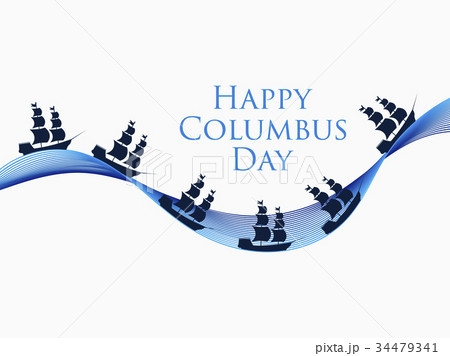 Happy Columbus Day, discoverer of America, waves 34479341