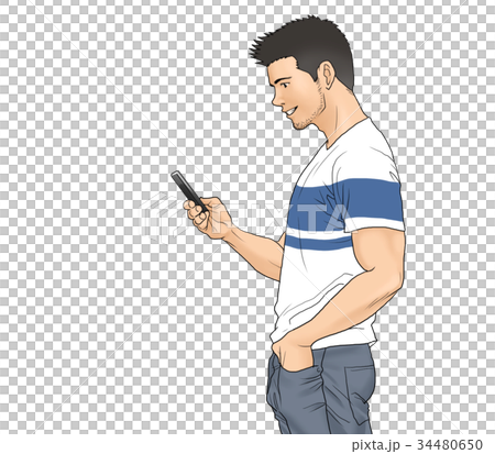 A man who uses a smartphone 34480650