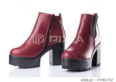 Dark red chunky heel boots Dark red chunky heel boots 34481732