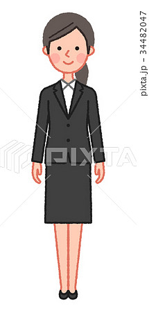 黒スーツ 女性 正面のイラスト素材