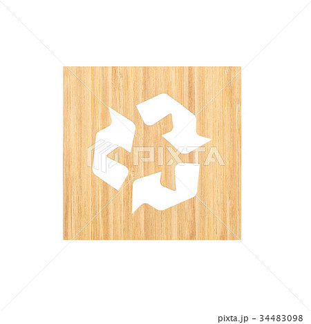 Recycle sign cut in wooden board isolated on white Recycle sign cut in wooden board isolated on white 34483098