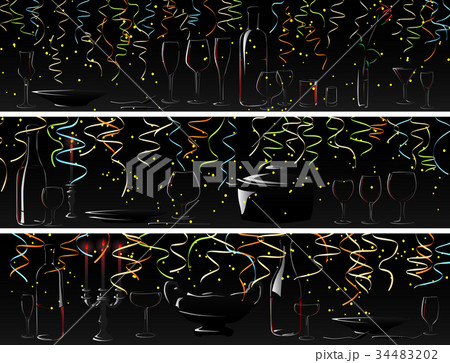 Banner of dinner by candlelight? bright confetti. 34483202