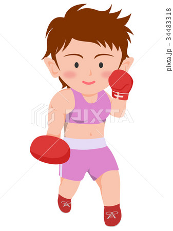 ボクシング 右アッパー 女子のイラスト素材