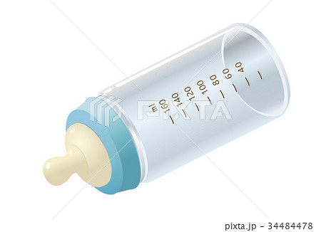 哺乳瓶_ブルー_空 斜め 哺乳瓶_ブルー_空 斜め 34484478