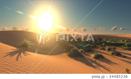 Wonderful view on Sahara desert at sunset 3d 34485236