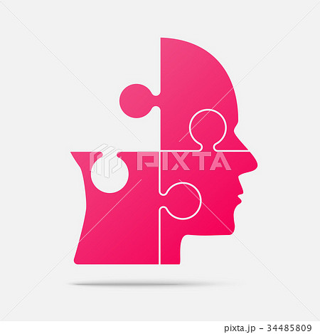 Design Pink Puzzle Piece Head - Vector Jigsaw 34485809