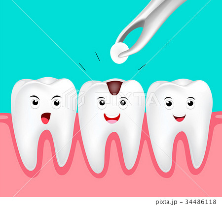 Cute cartoon tooth character. 34486118