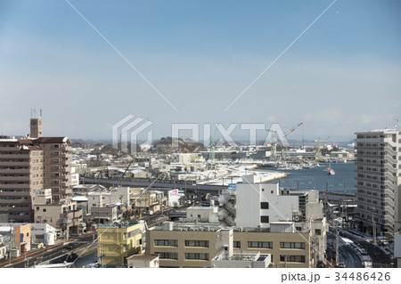 塩竈市の街並み景観を空撮 塩竈市の街並み景観を空撮 34486426