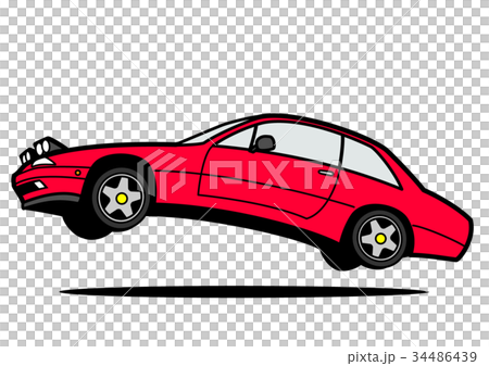 Italian 4 Seater Coupe Jump Red Car Illustration 34486439