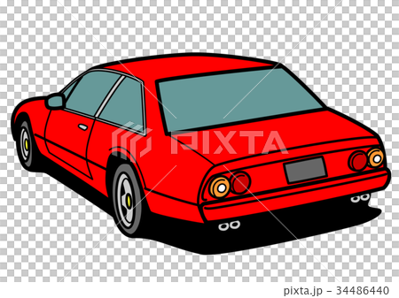 Italian 4 seater coupe rear view red car illustration Italian 4 seater coupe rear view red car illustration 34486440