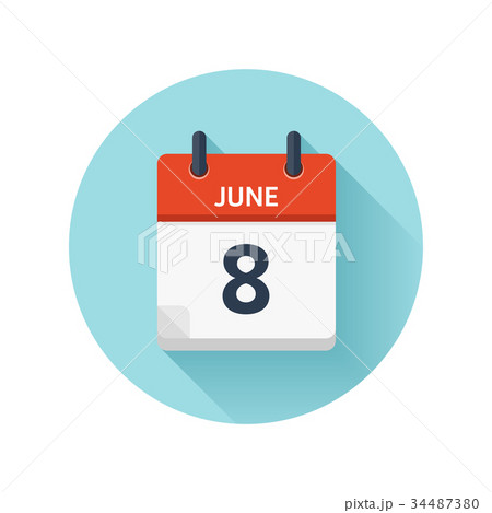 June 8. Vector flat daily calendar icon. Date and 34487380