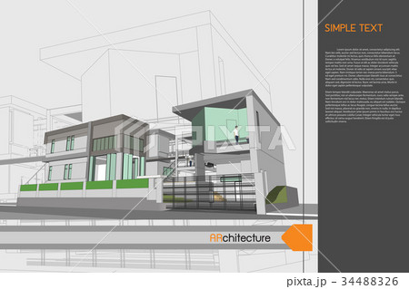 sketch design of home on drawing table,vector sketch design of home on drawing table,vector 34488326