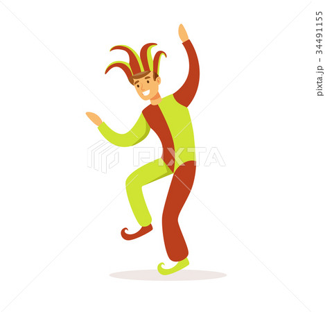 Jester dancing, European medieval character in Jester dancing, European medieval character in 34491155
