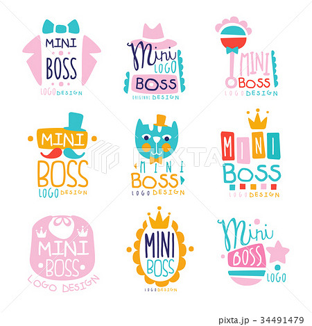 Mini boss logo original design colorful hand drawn 34491479