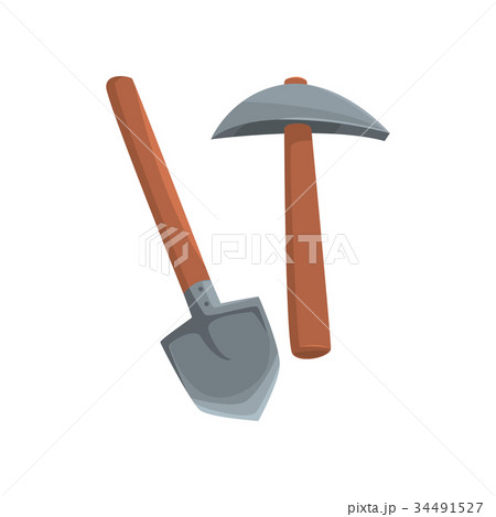 Shovel and pickaxe tools, mining industry 34491527