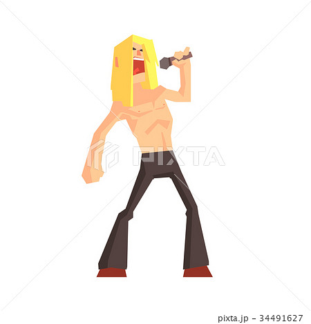 Rockstar singer man character cartoon vector 34491627