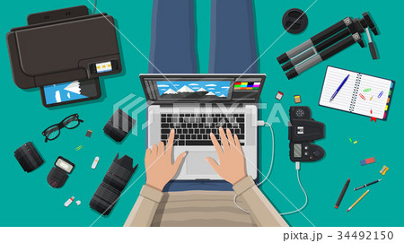 Workspace of freelance photographer. 34492150