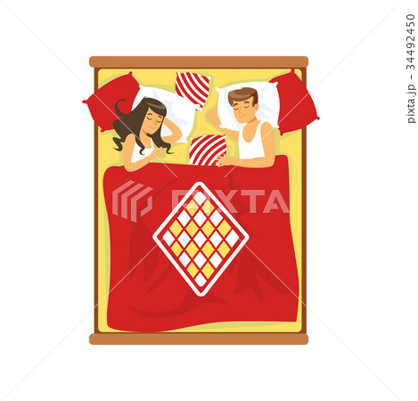 Young couple sleeping on the bed vector Young couple sleeping on the bed vector 34492450