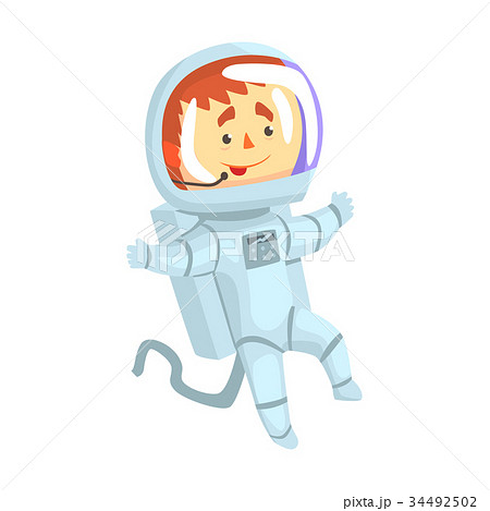 Male cosmonaut or astronaut in a white space suit 34492502