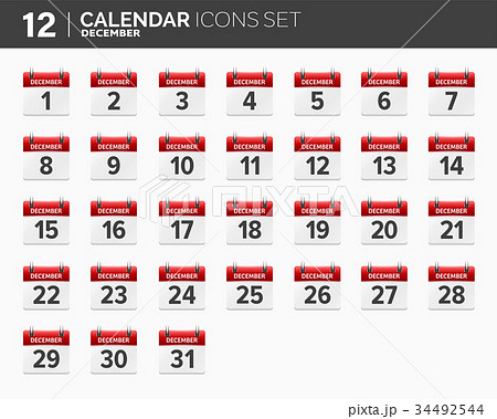 イラスト素材: December. Calendar icons set. 
