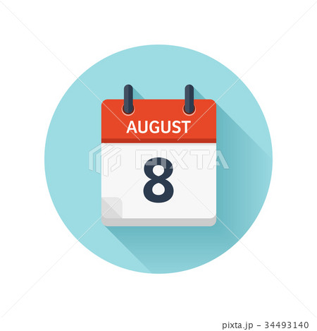 August 8. Vector flat daily calendar icon. Date August 8. Vector flat daily calendar icon. Date 34493140